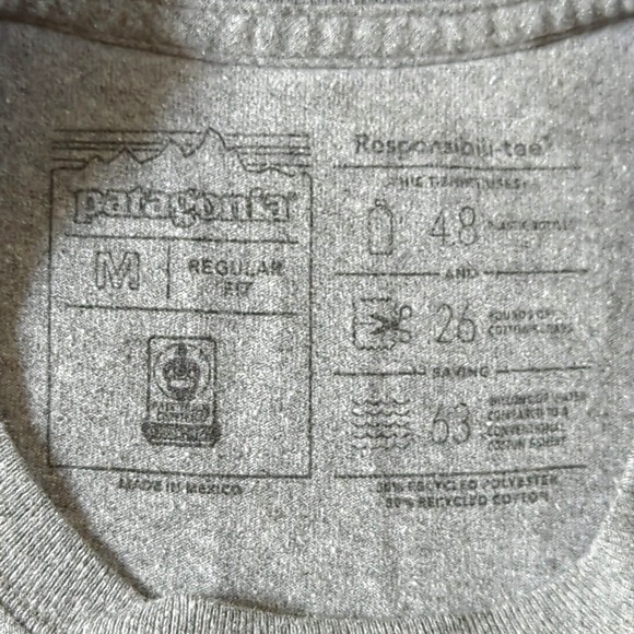Patagonia Long Sleeve Responsibili-Tee Grey Fitz Roy Trout Graphic Mens Medium - Picture 3 of 8